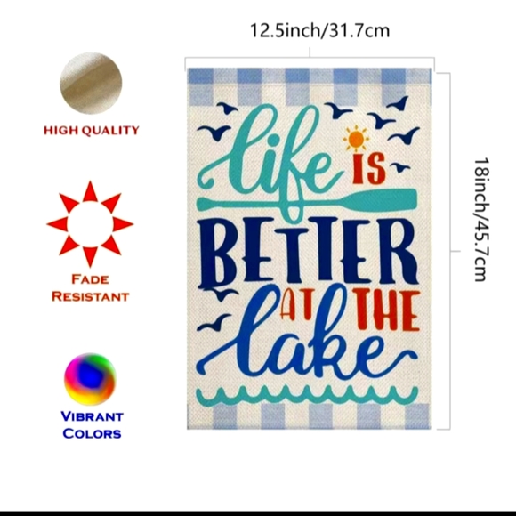 Life Is Better At The Lake Garden Flag Top Quality Double Sided Fade Resistant. - Picture 2 of 11